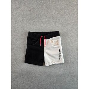 Diesel Shorts Baby 12 Months‎ Black White Colorblock Logo Drawstrings Stretch